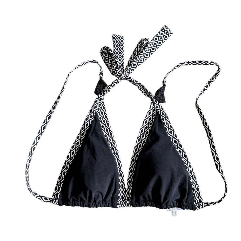 Lands End Bikini Top Size M 10-12 Black White